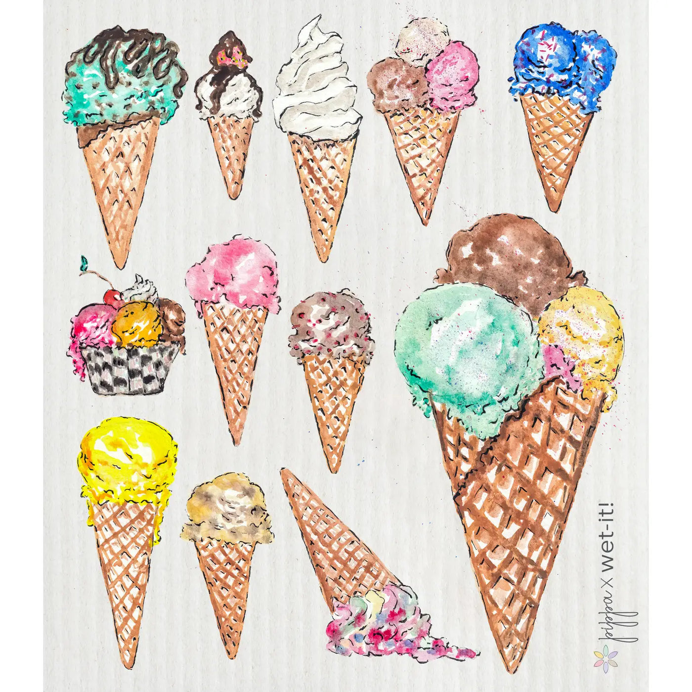 Ice Cream Cones Swedish Cloth - Wet-it!