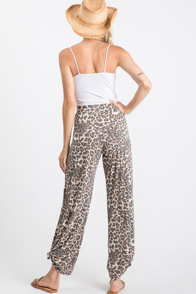 Leopard Pants with Side Tie + Pockets