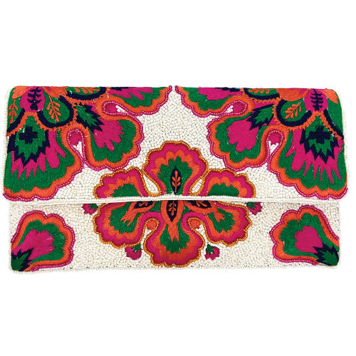 Break the Rules Floral Beaded Clutch