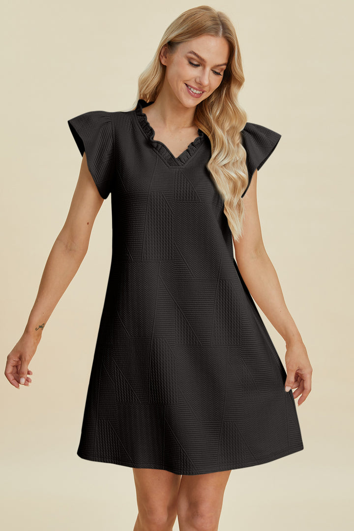 Breezy Days Ruffled V-Neck Cap Sleeve Dress