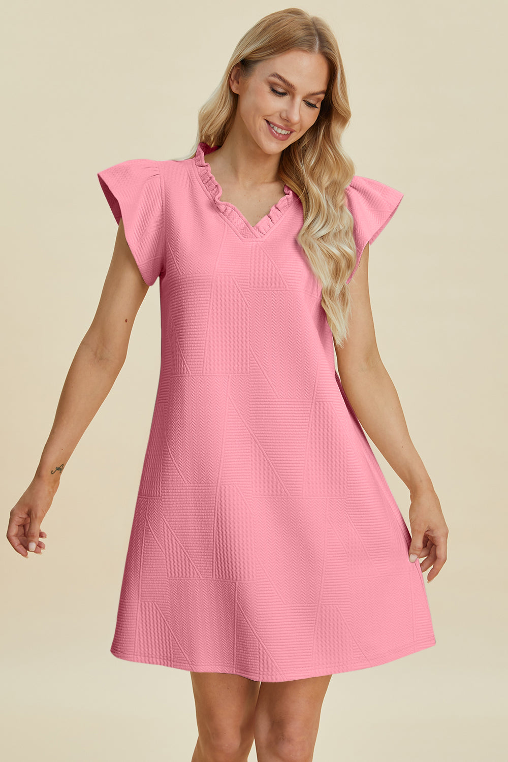 Breezy Days Ruffled V-Neck Cap Sleeve Dress