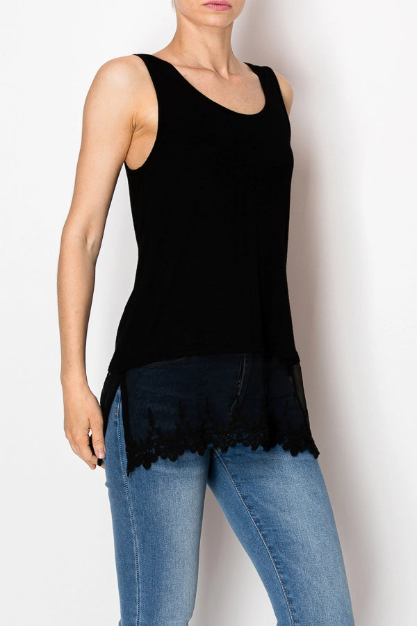 Bethany Lace Tank in Black