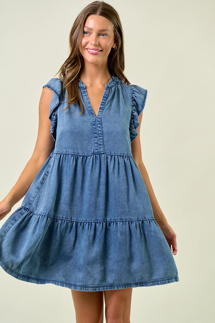 The Chambray Charm Mini Dress