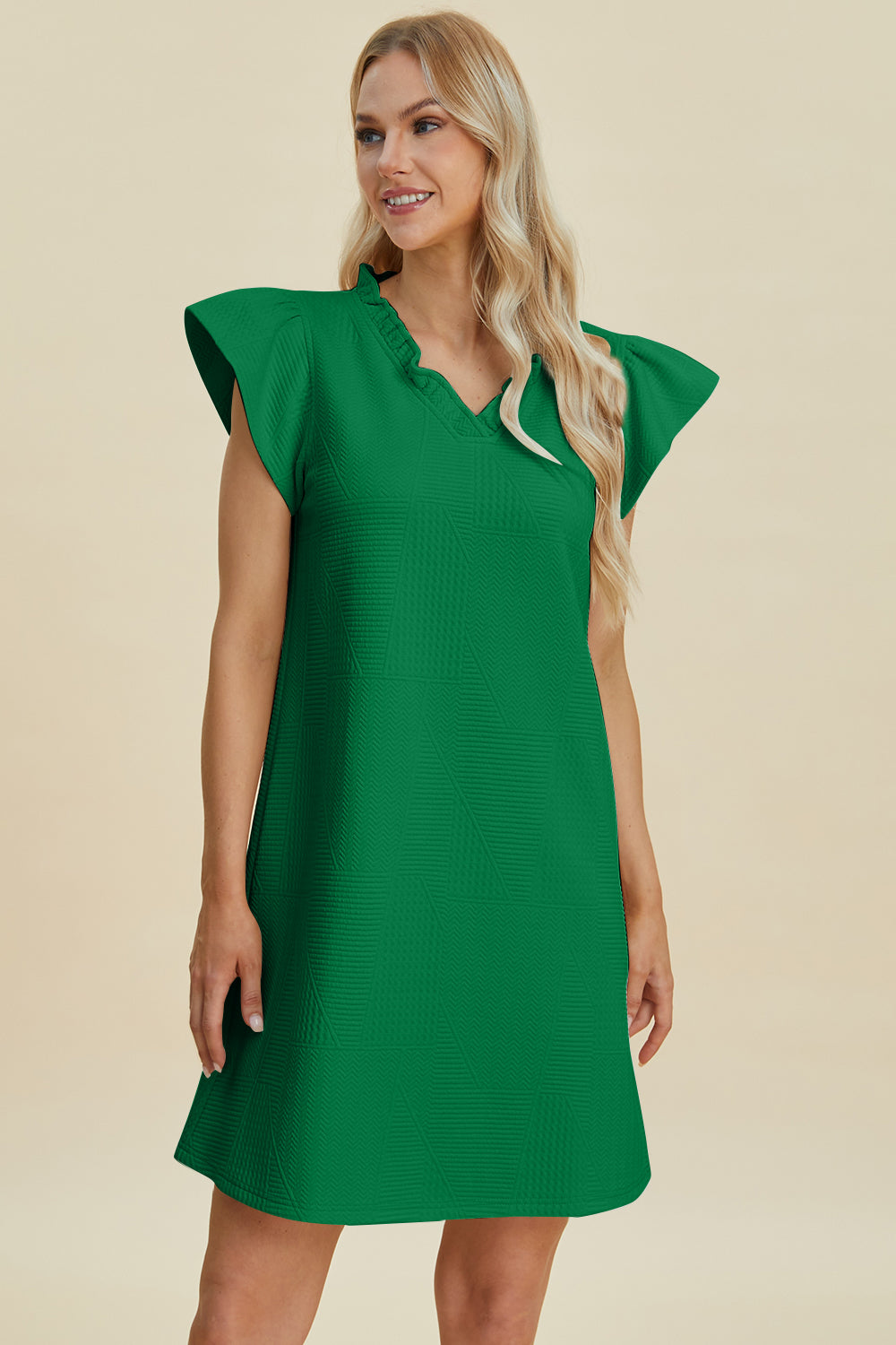 Breezy Days Ruffled V-Neck Cap Sleeve Dress