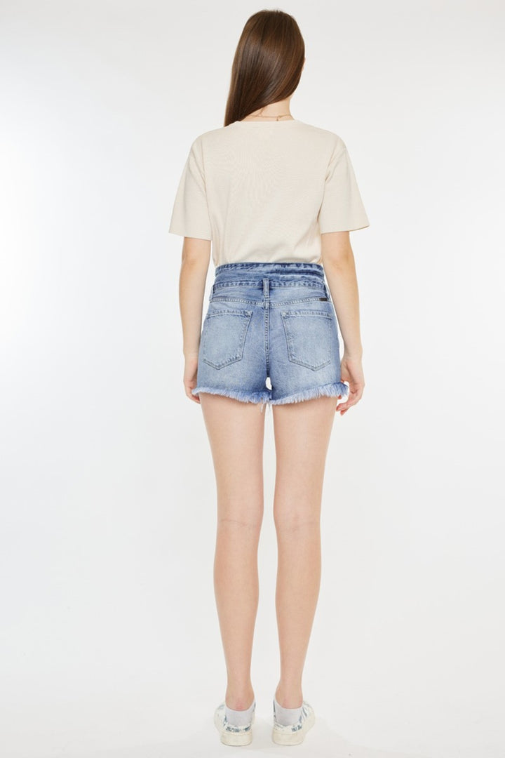 Emery High Rise Frayed Hem Denim Shorts Kancan