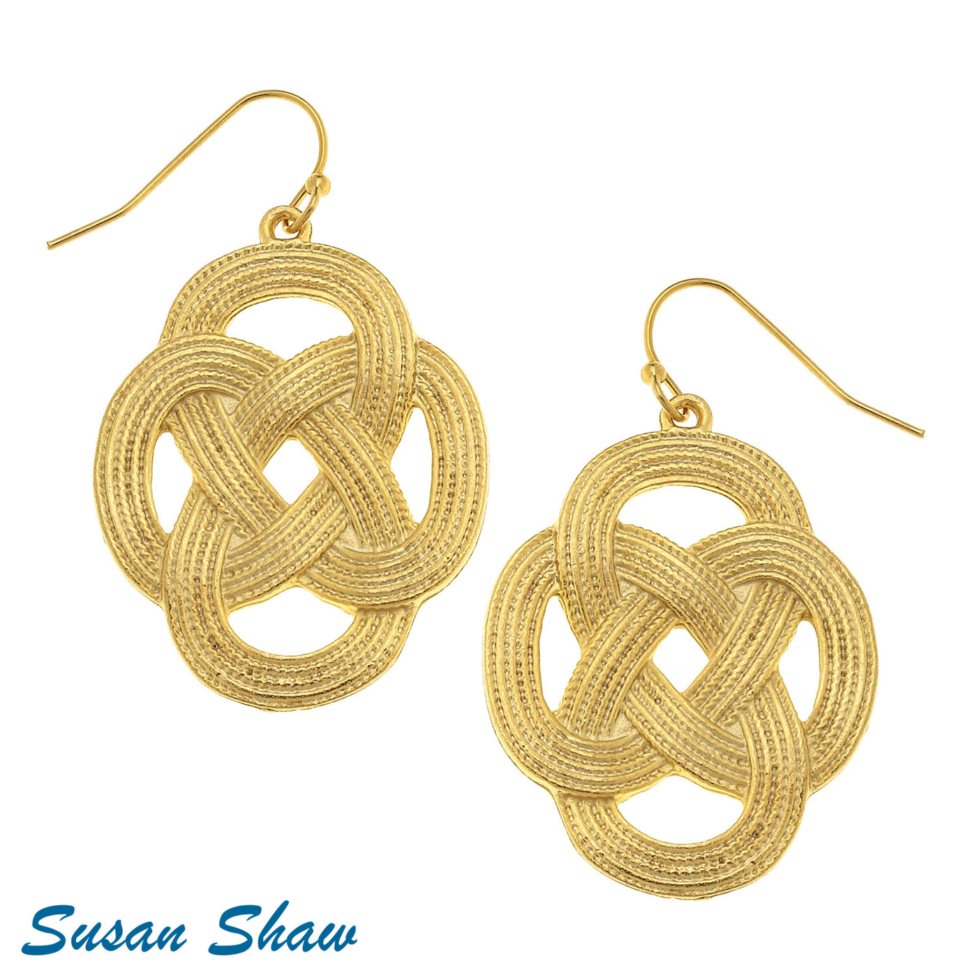Gold Woven Loop Earrings - Susan Shaw