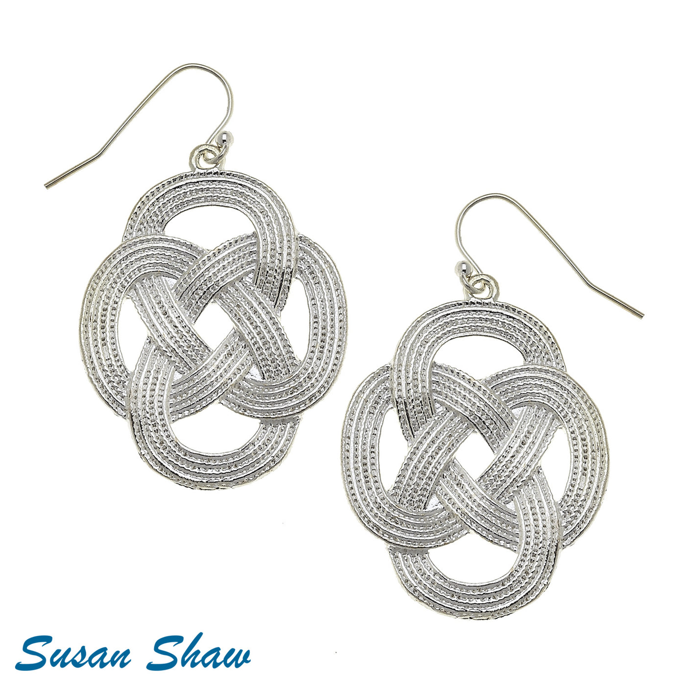Silver Woven Loop Earrings - Susan Shaw