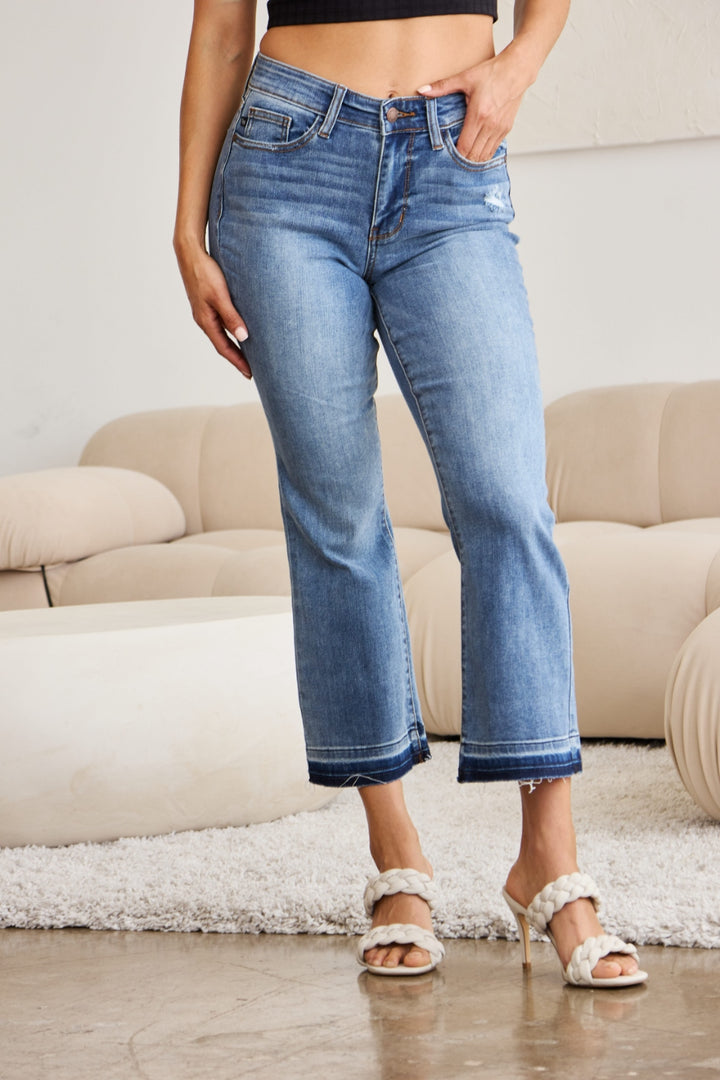 Carmen High Rise Release Hem Cropped Bootcut Jeans - Judy Blue