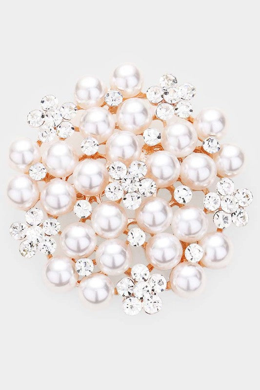 Pearly Round Brooch