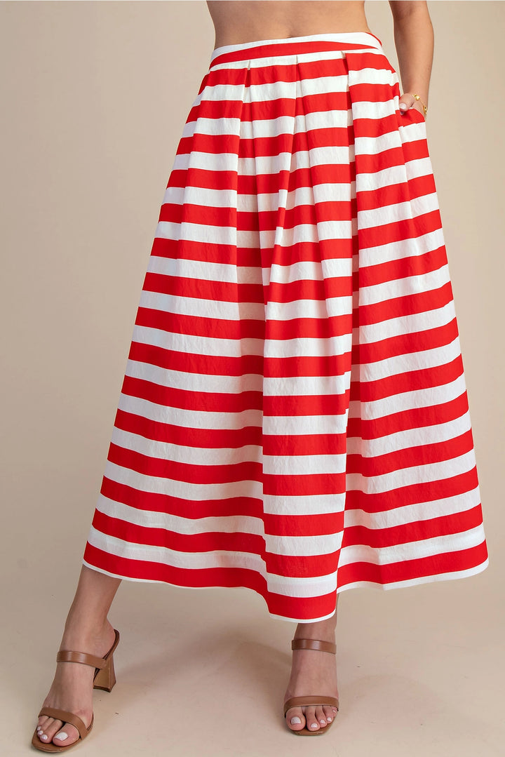 The Riviera Stripe Midi Skirt