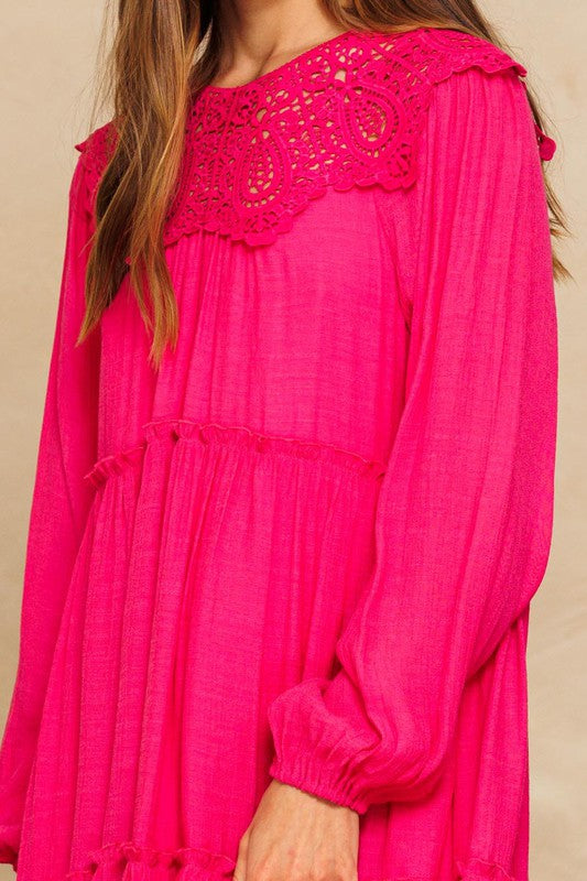 Lacey Pink Tiered Dress