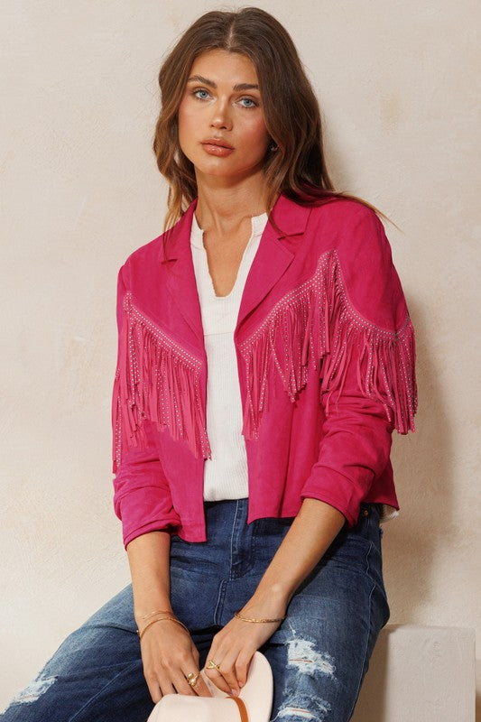 Fancy is her Name Pink Fringe Jacket