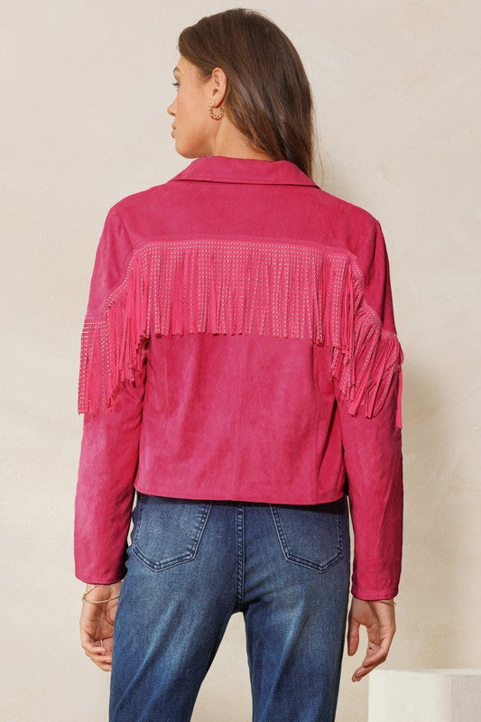 Fancy is her Name Pink Fringe Jacket