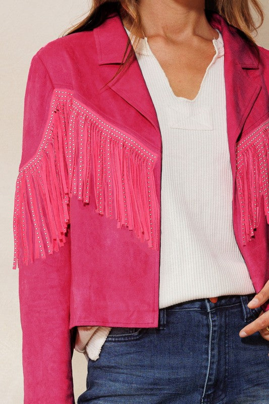 Fancy is her Name Pink Fringe Jacket