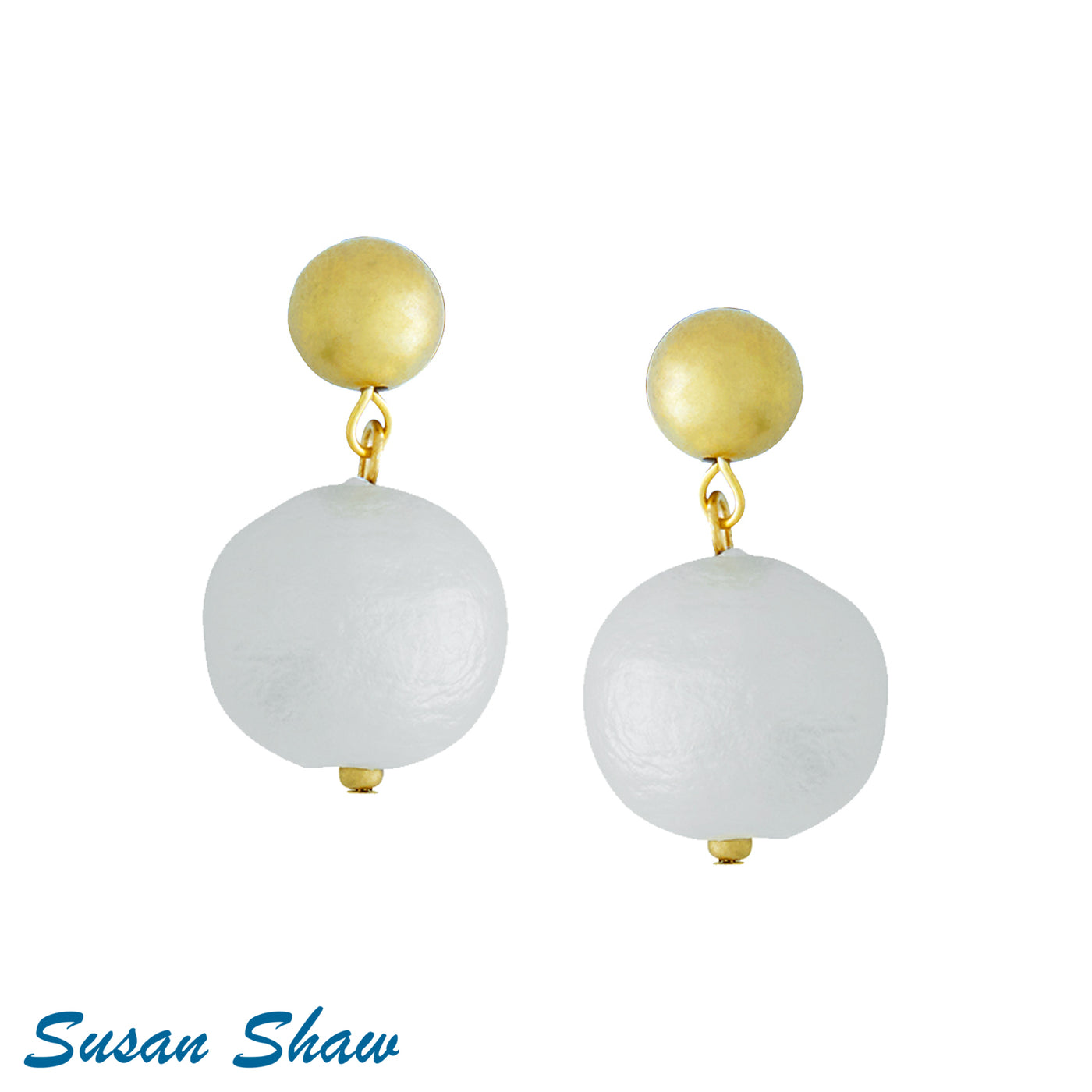 Cotton Pearl Margaret Drop Earrings - Susan Shaw