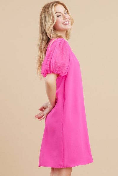 Nora Puffed Sleeve Pink Dress