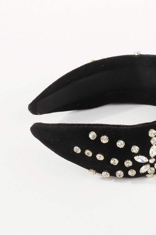 Betty Rhinestone Velvet Top Knot Headband