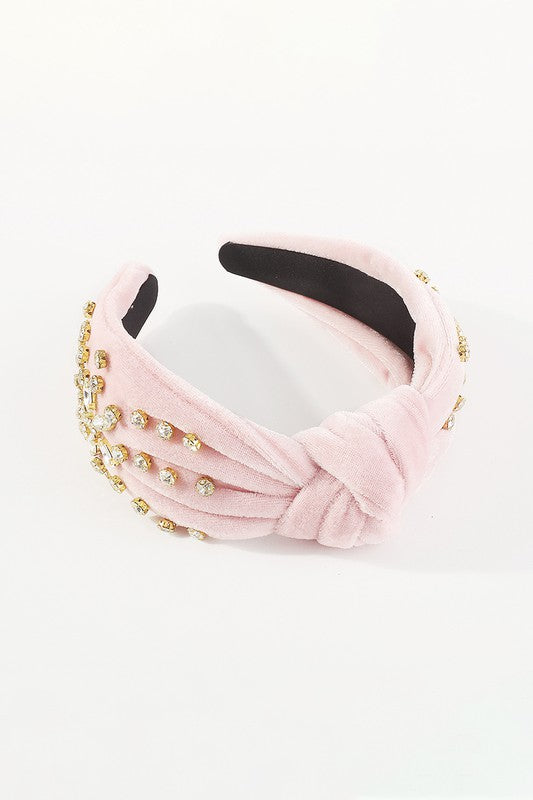 Betty Rhinestone Velvet Top Knot Headband