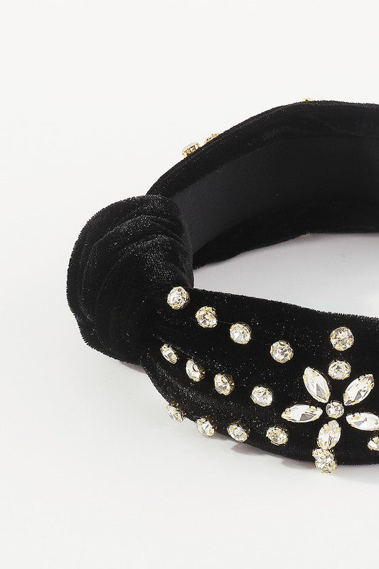 Betty Rhinestone Velvet Top Knot Headband