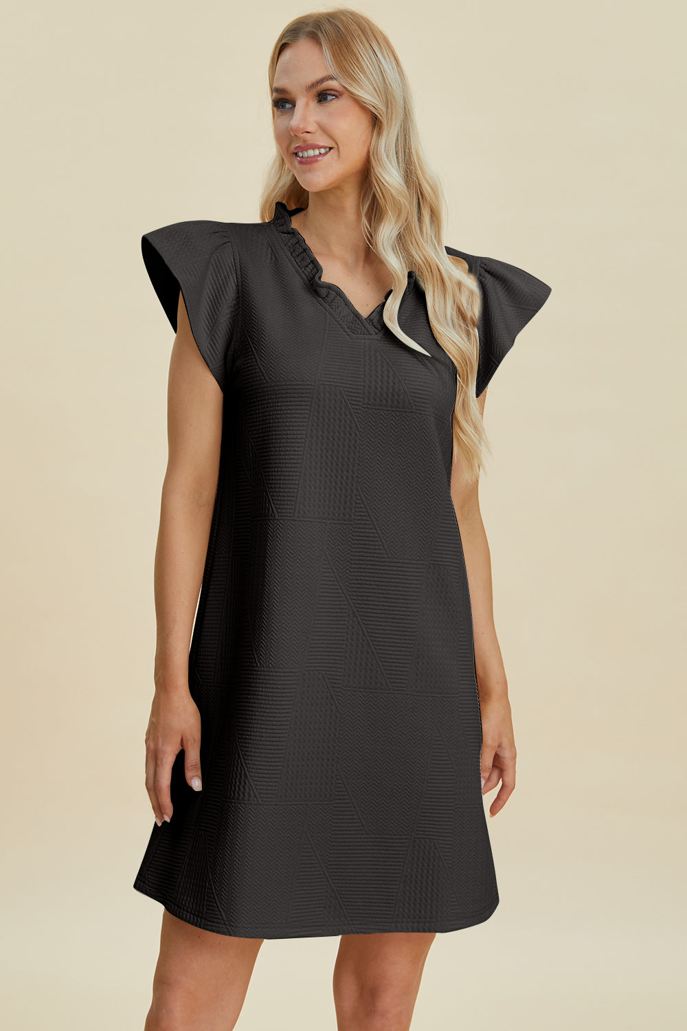 Breezy Days Ruffled V-Neck Cap Sleeve Dress