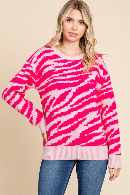 I Adore U Zebra Stripe Sweater