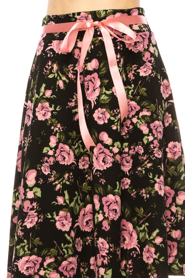 Ashley Pink Rose A-Line Skirt