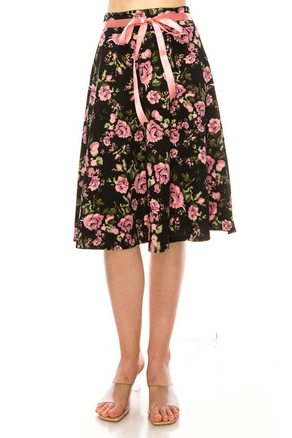 Ashley Pink Rose A-Line Skirt