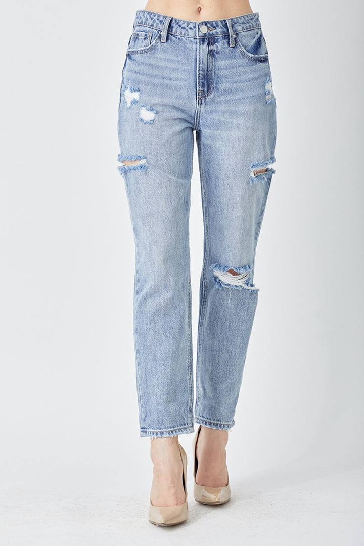 Jasmine Distressed Slim Cropped Jeans - RISEN