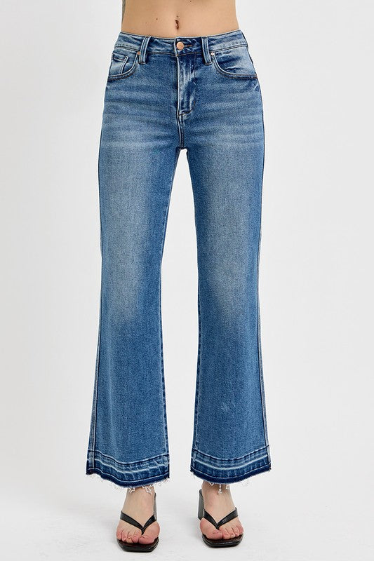 RISEN Raw Hem Ankle Bootcut Jeans