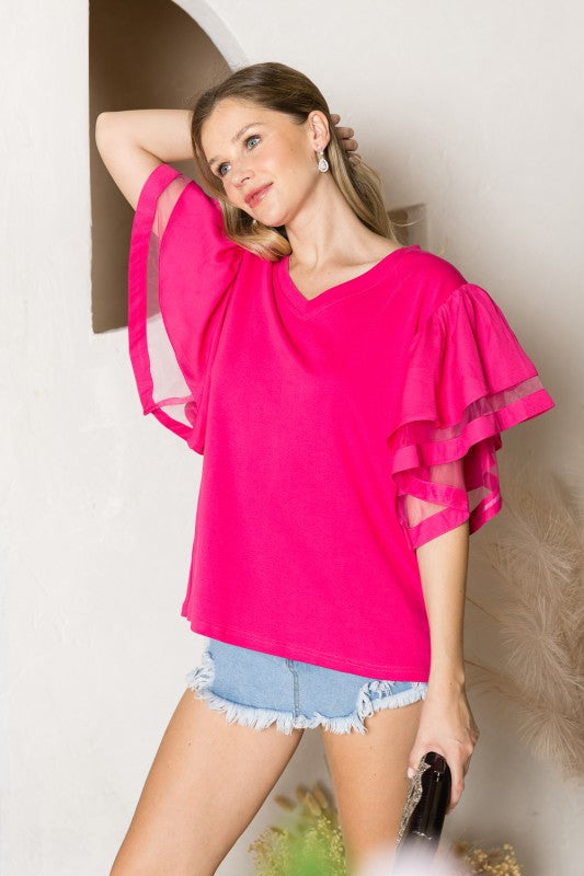The Rommie Ruffle Pointe Knit Top