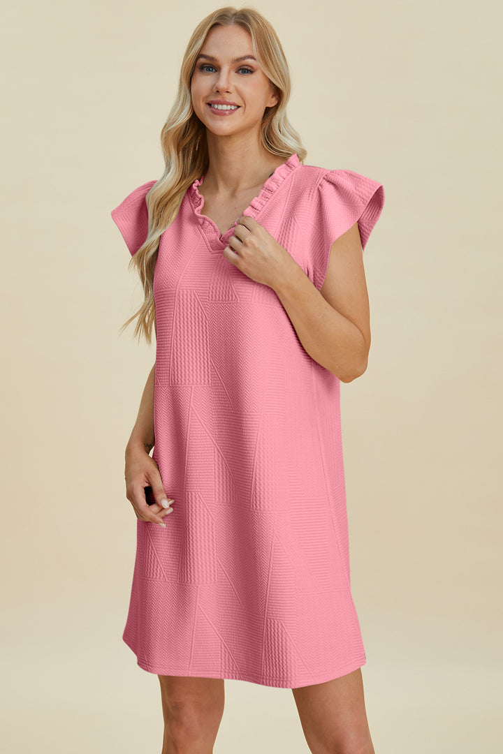 Breezy Days Ruffled V-Neck Cap Sleeve Dress