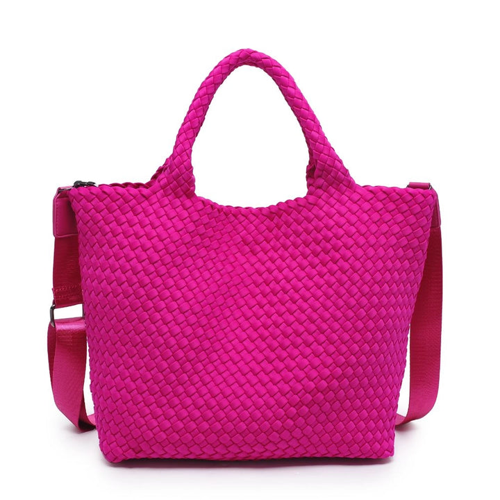 Sky's The Limit - Medium Woven Neoprene Tote in  Fuchsia - Sol and Selene