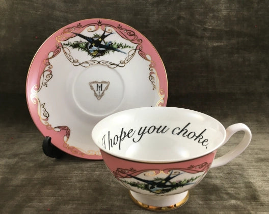 Pink Havisham Choke Insult Cup and Saucer - Miss Havisham Curiosities