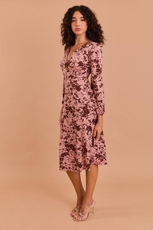 Chocolush Faux Wrap Midi Dress