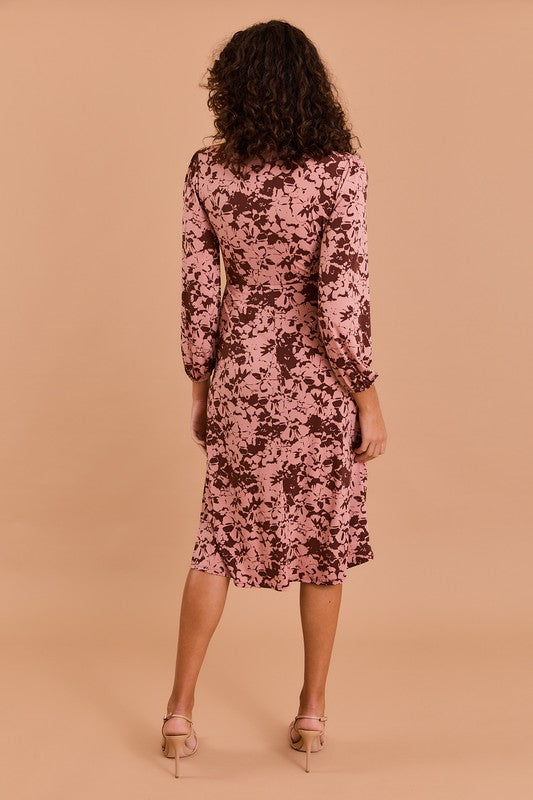 Chocolush Faux Wrap Midi Dress