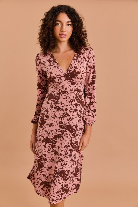 Chocolush Faux Wrap Midi Dress