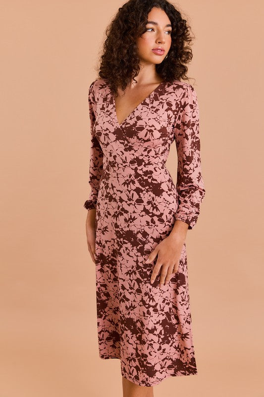 Chocolush Faux Wrap Midi Dress