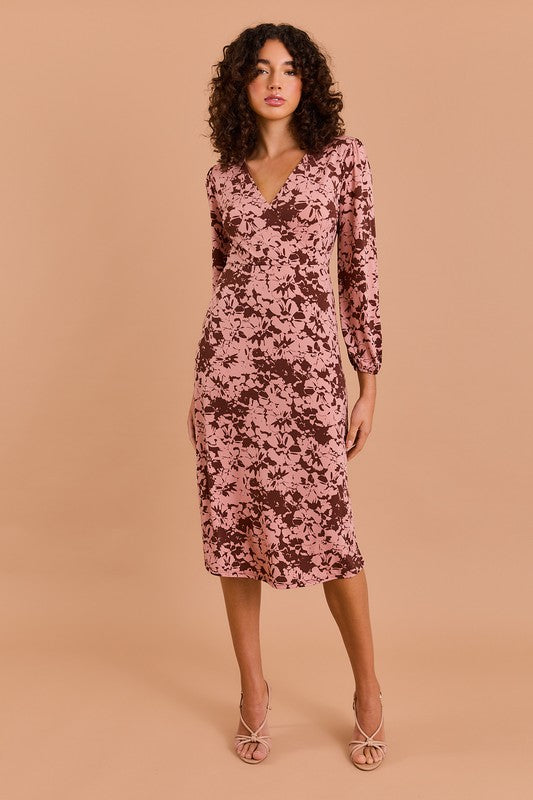 Chocolush Faux Wrap Midi Dress