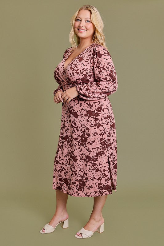 Chocolush Faux Wrap Midi Dress