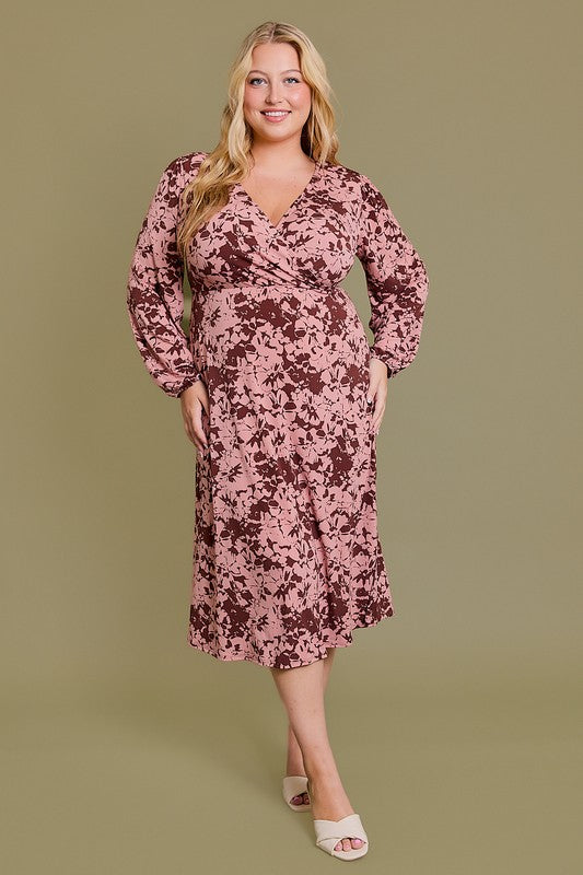 Chocolush Faux Wrap Midi Dress