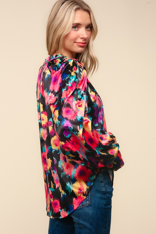 Vibrant Vibes Bubble Sleeve Blouse