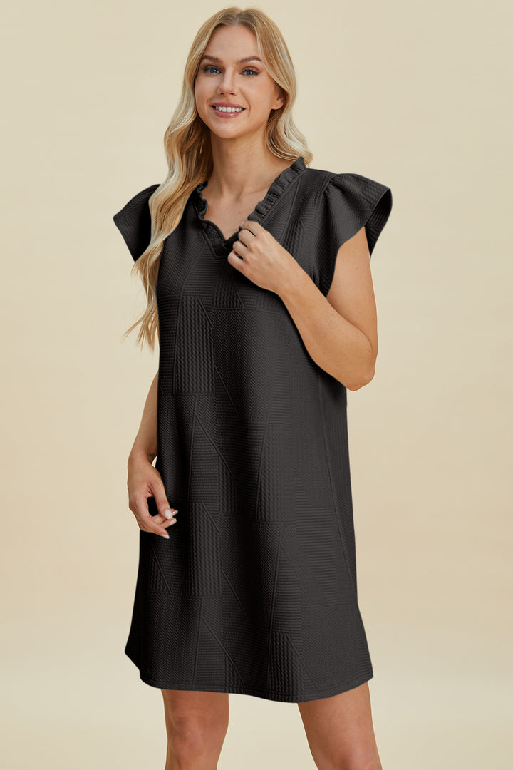 Breezy Days Ruffled V-Neck Cap Sleeve Dress