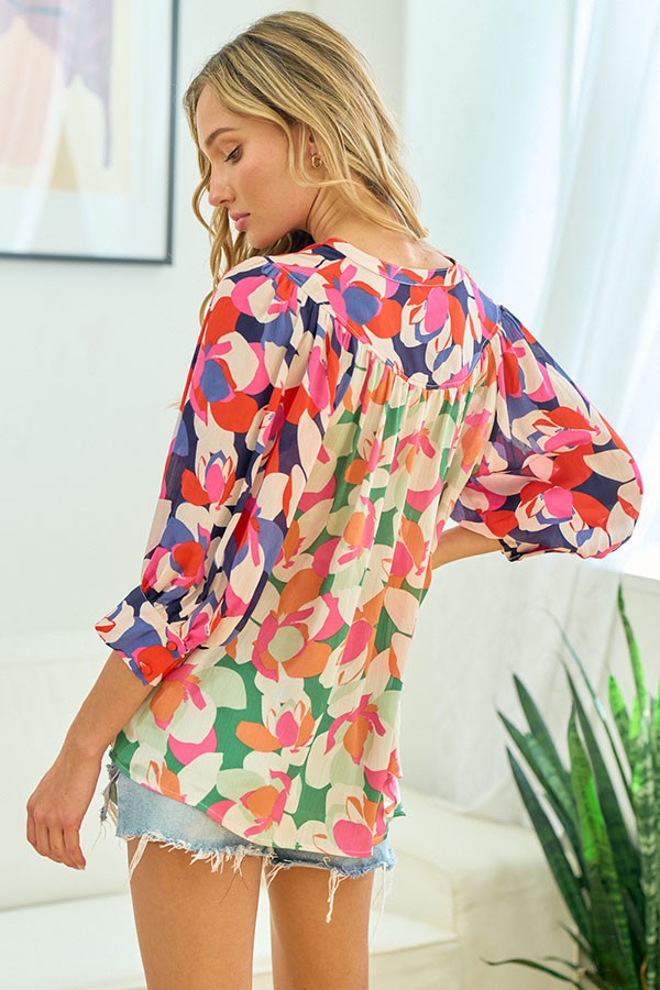 Floral Button Down Satin Shirt First Love