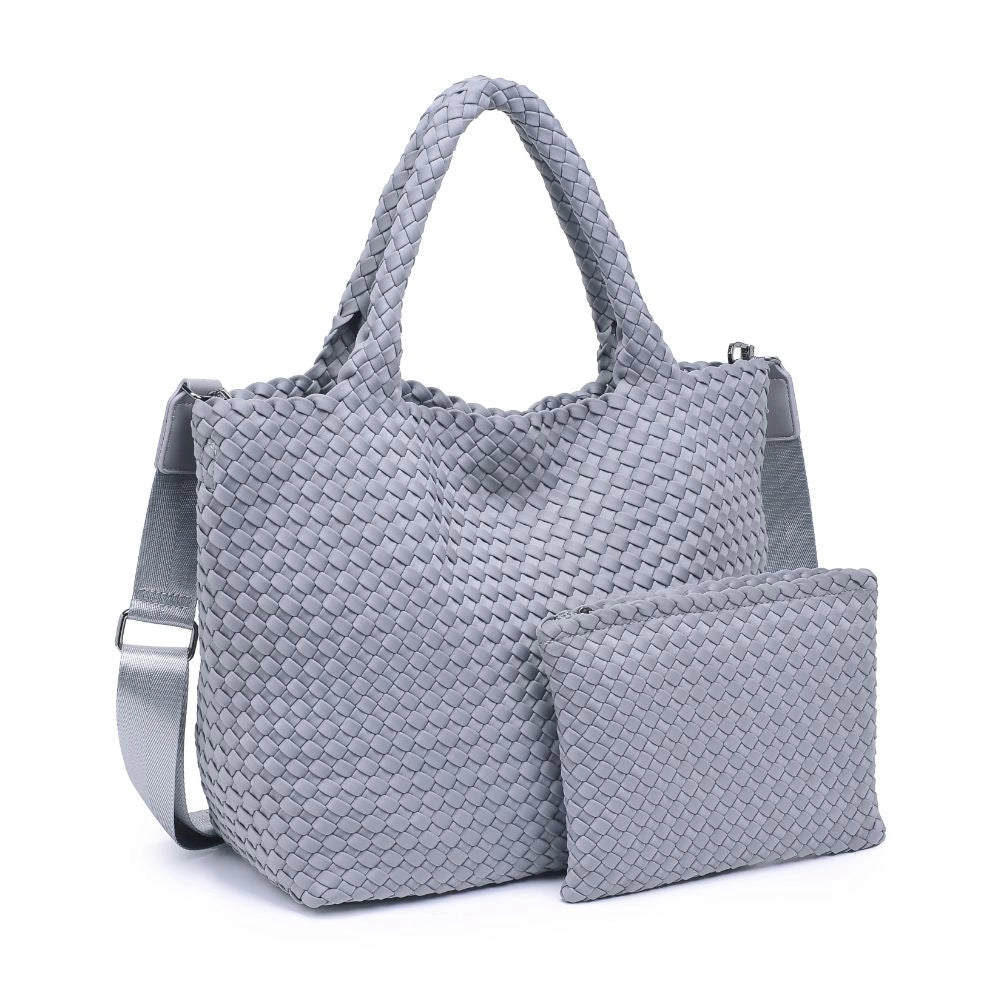 Sky's The Limit - Medium Woven Neoprene Tote in Grey - Sol and Selene