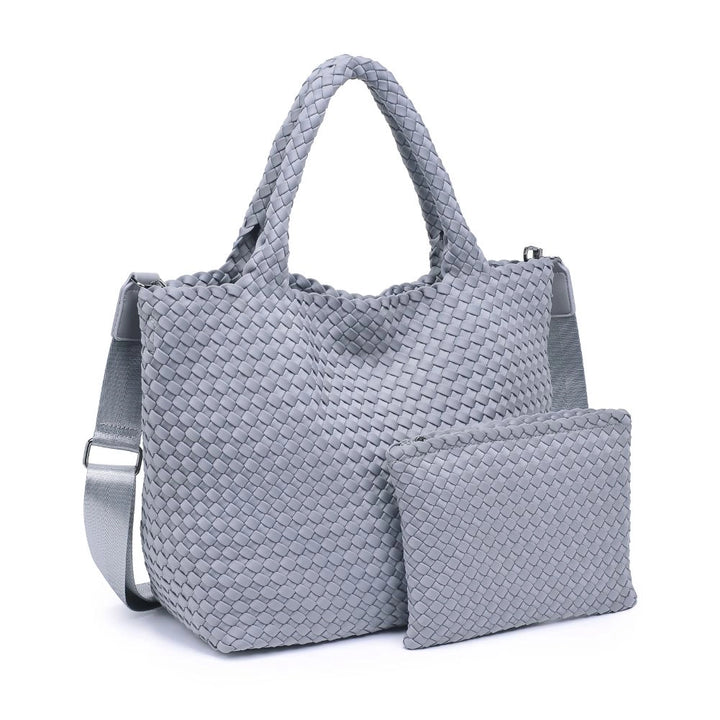 Sky's The Limit - Medium Woven Neoprene Tote in Grey - Sol and Selene