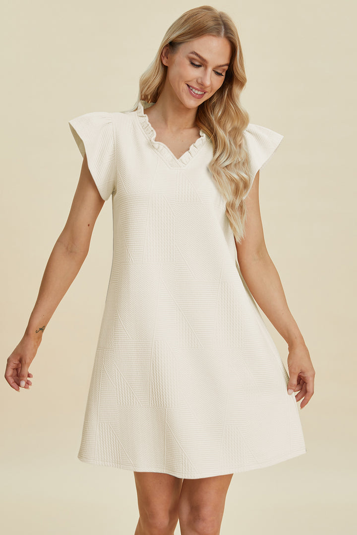 Breezy Days Ruffled V-Neck Cap Sleeve Dress