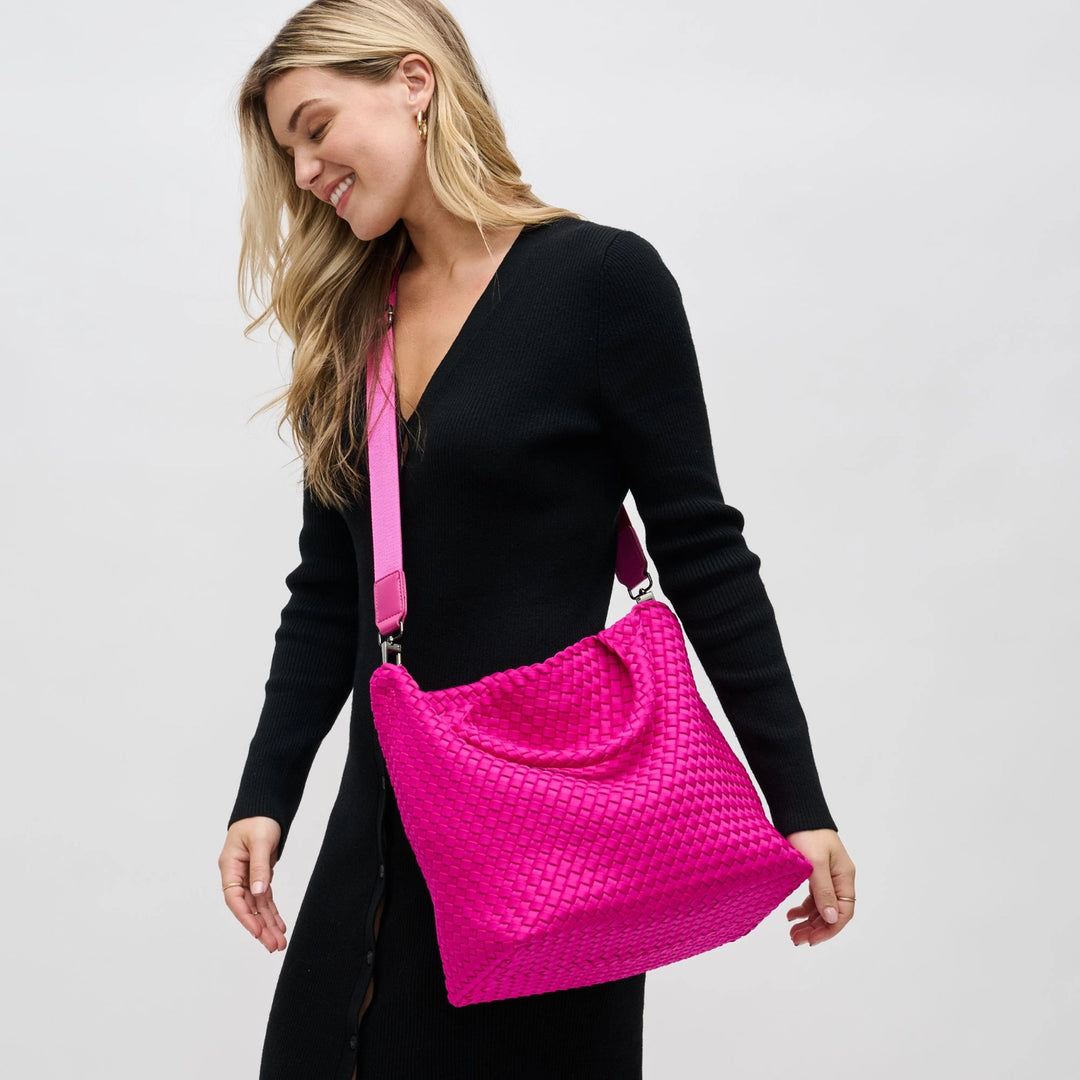 Sky's The Limit - Medium Woven Neoprene Tote in  Fuchsia - Sol and Selene