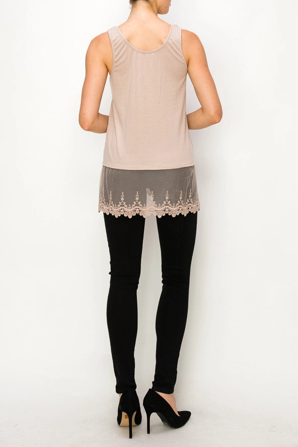 Bethany Lace Tank in Taupe