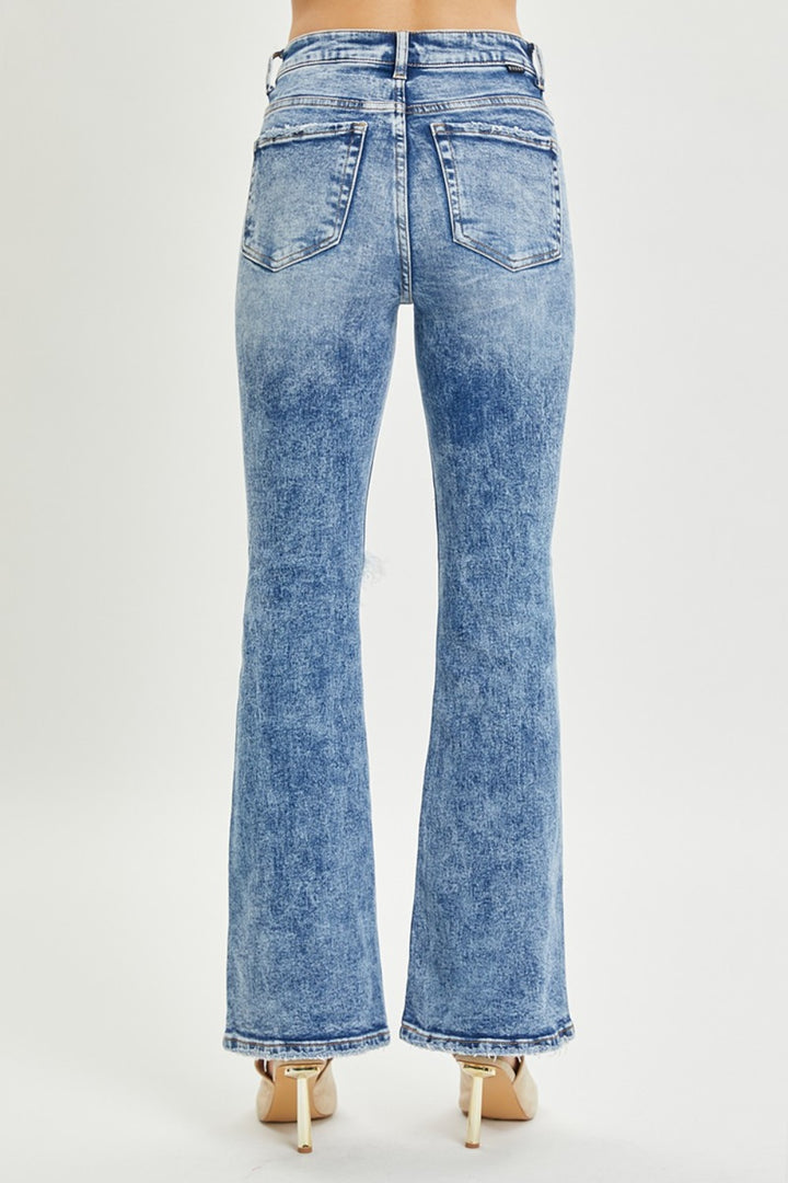 High Rise Distressed Flare Jeans RISEN