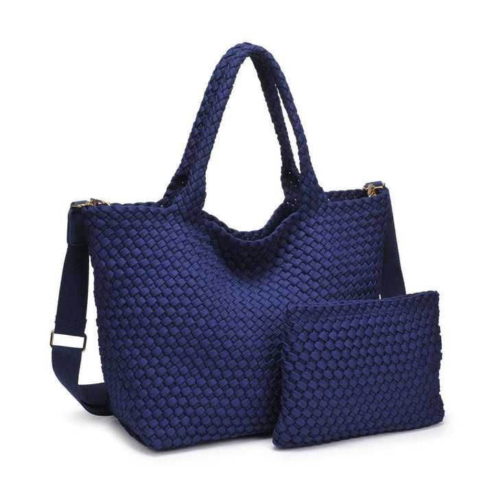 Sky's The Limit - Medium Laced Up Eco-Edition Tote: Navy - Sol and Selene